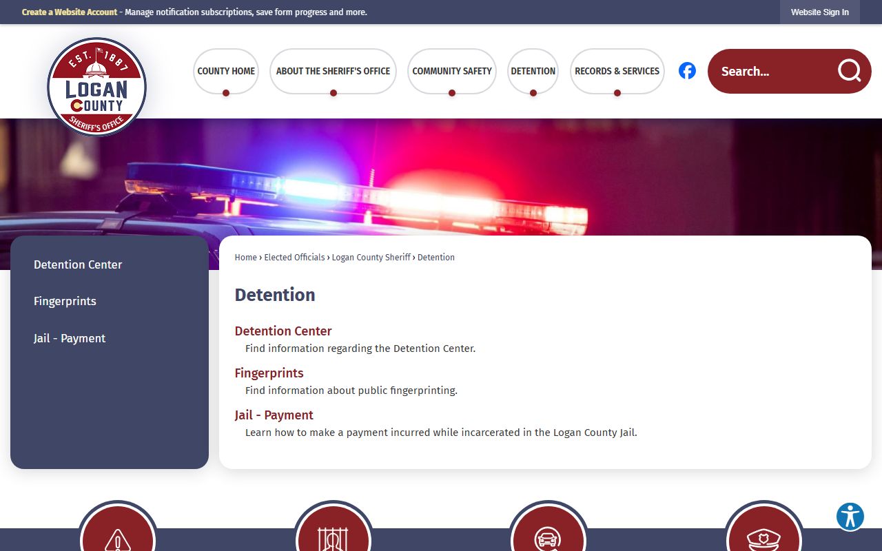 Logan County Detention Center detention navigation and inmate records links